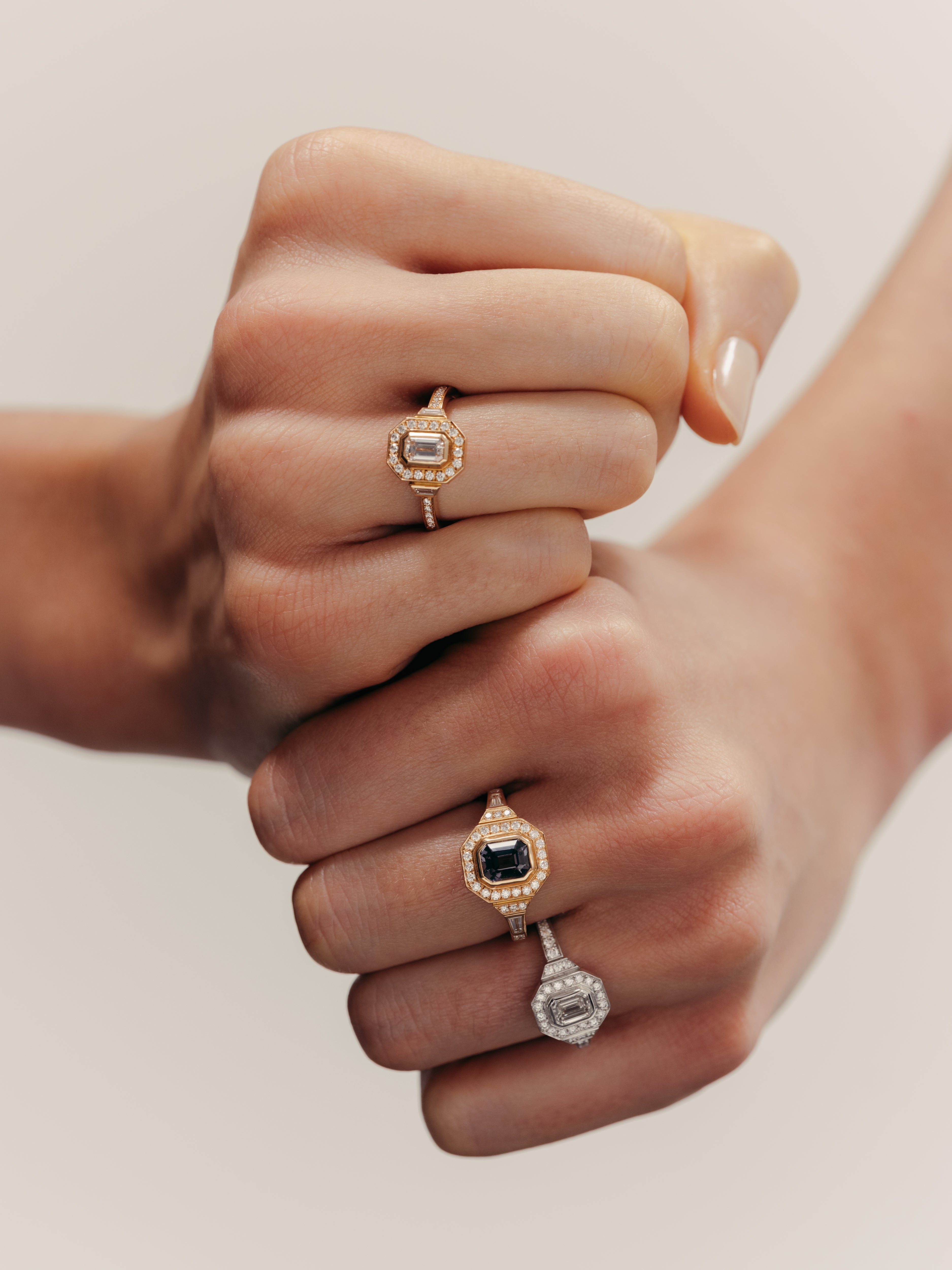 Bague Art déco spinelle et diamants GM - Or rose