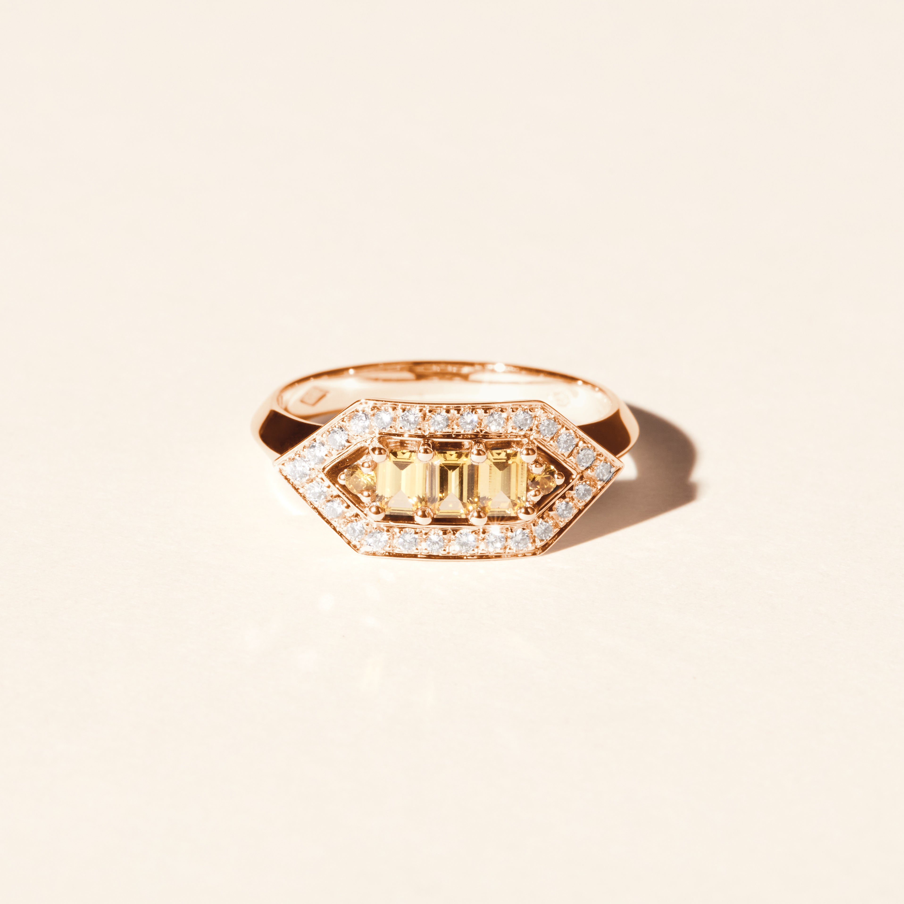 Bague Brooklyn saphirs jaunes - Or rose