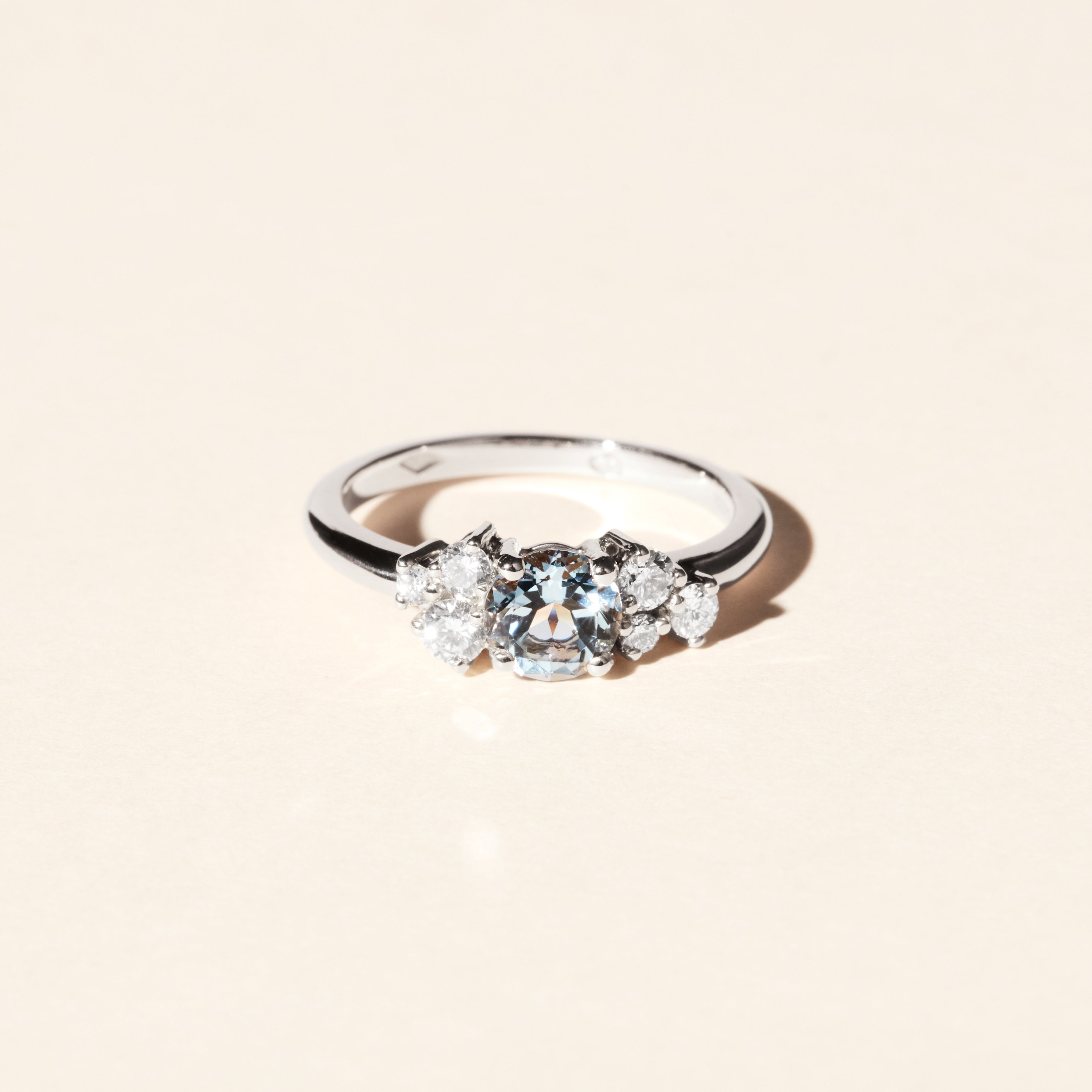 Bague Louise aigue marine et diamants - Or blanc