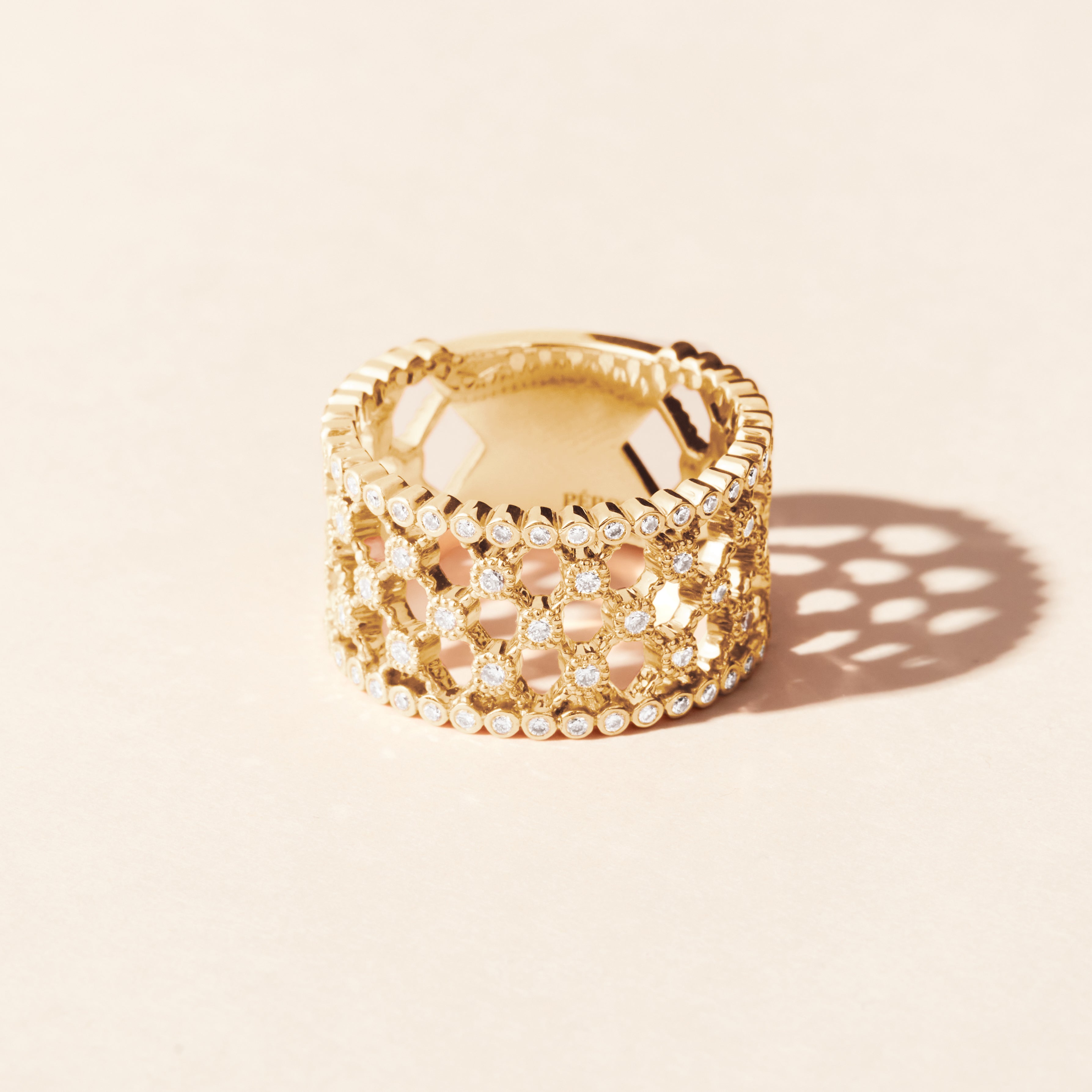 Bague Blanche diamants serti clos - Or jaune