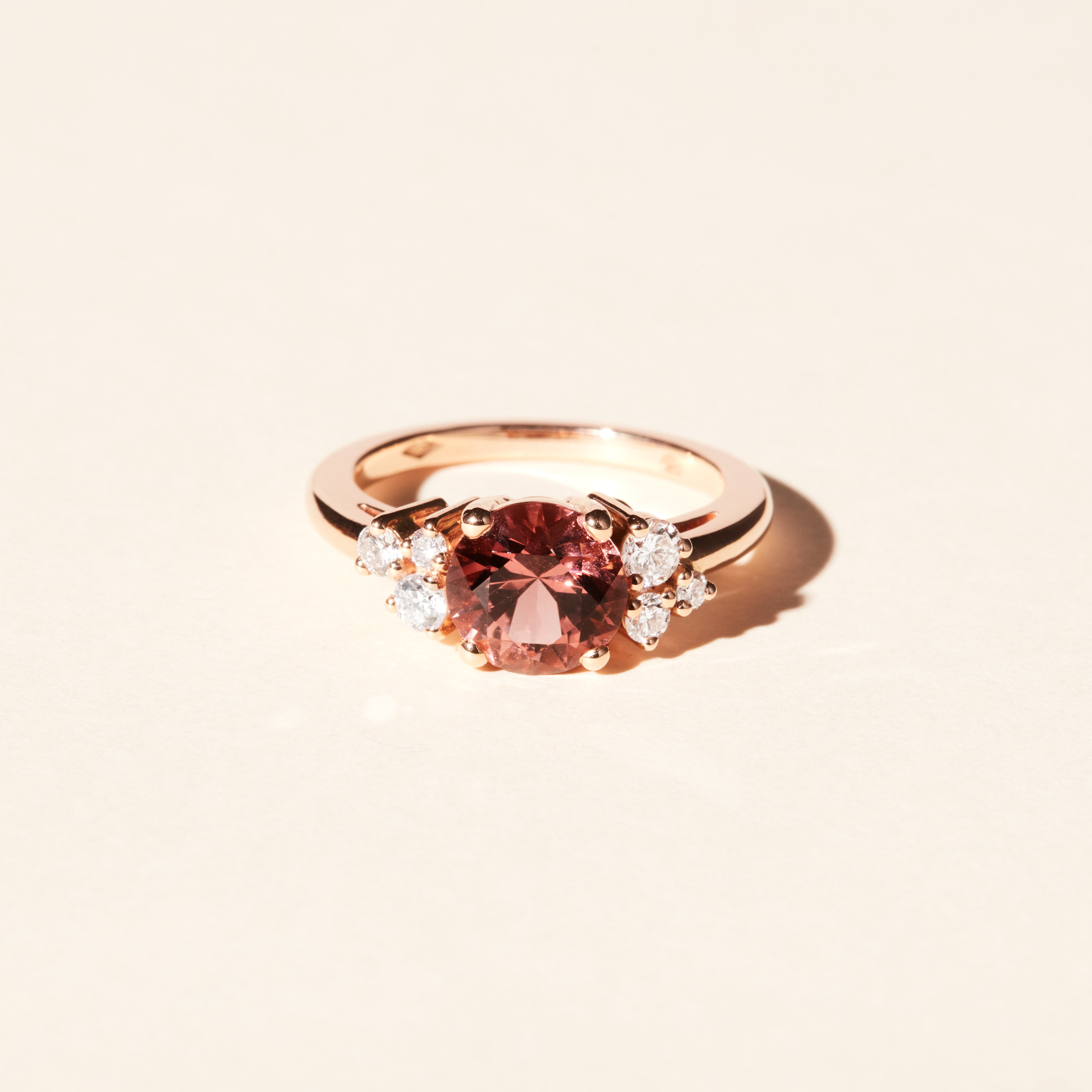 Bague Louise tourmaline cuivre et diamants - Or rose