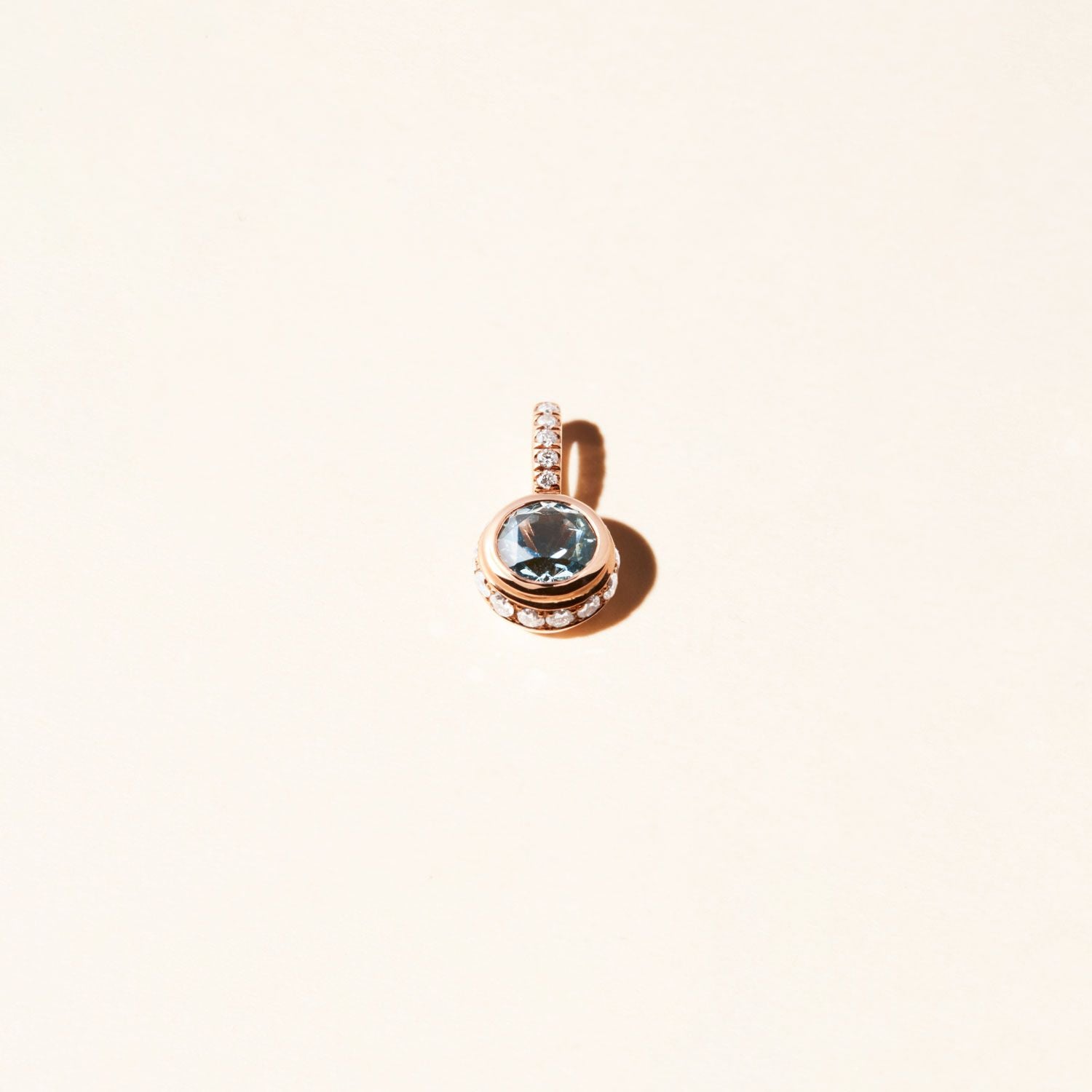 Pendentif - Jaïpur - Aigue marine et diamants - Or rose