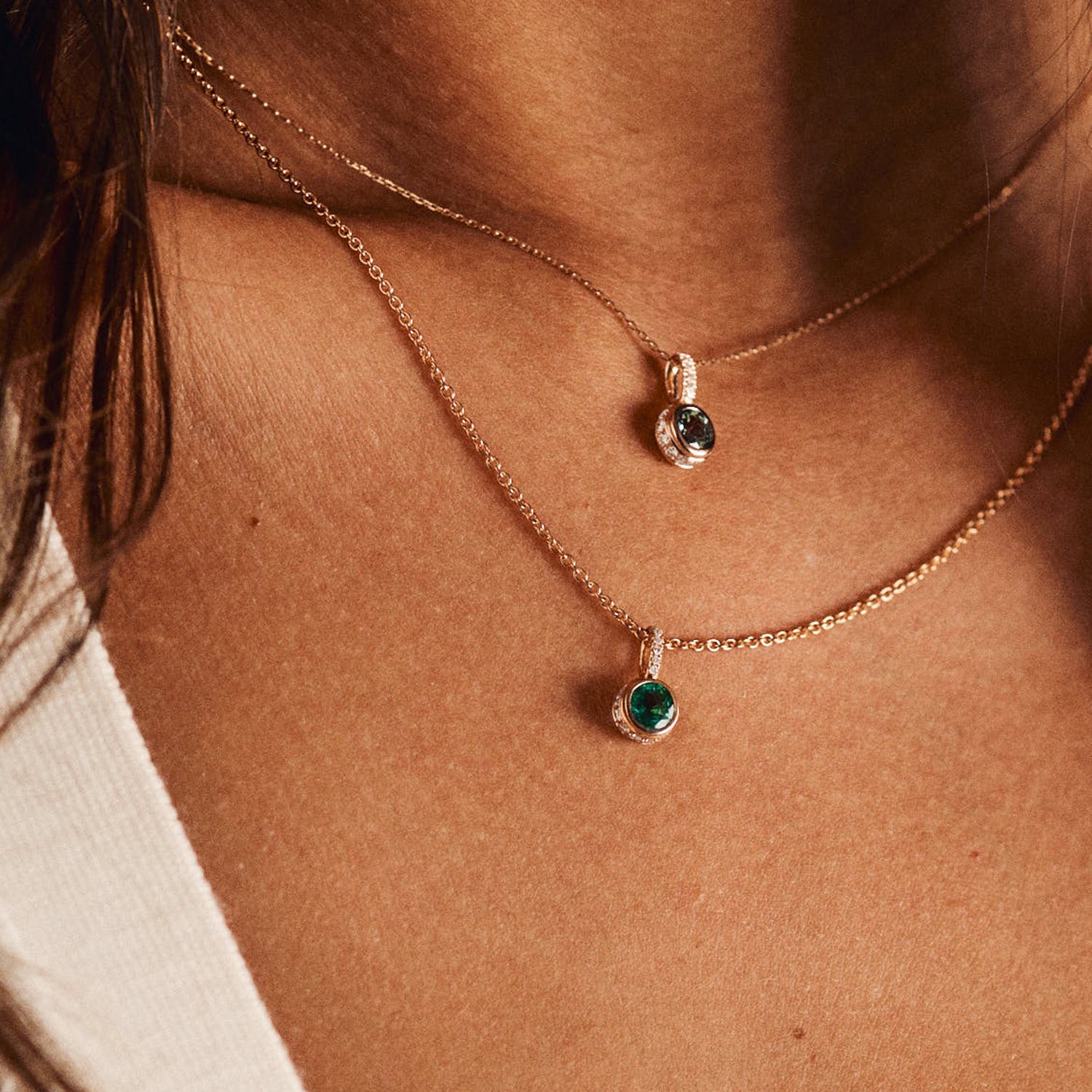 Pendentif - Jaïpur - Aigue marine et diamants - Or rose