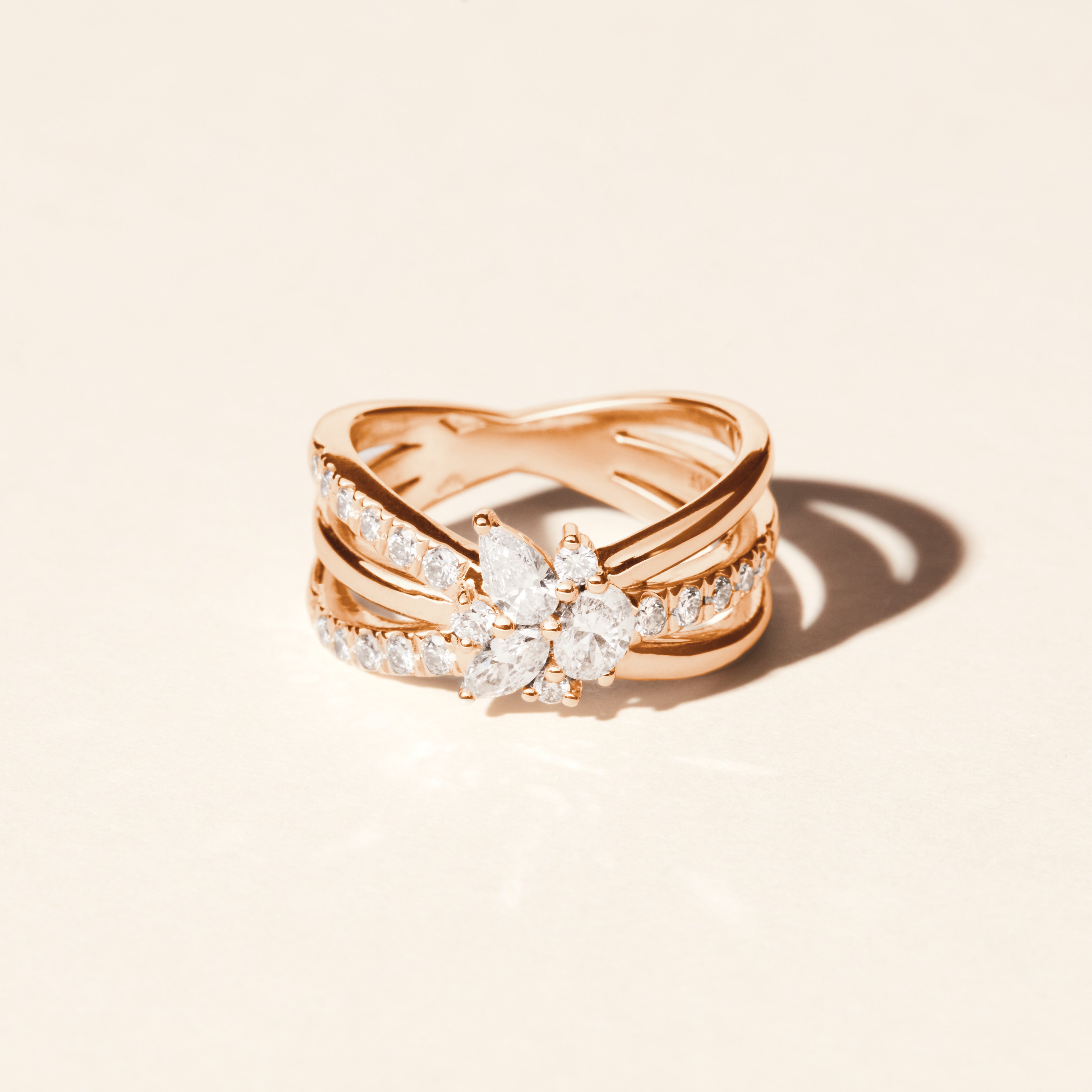 Bague Bouquet Solitaire - Or rose