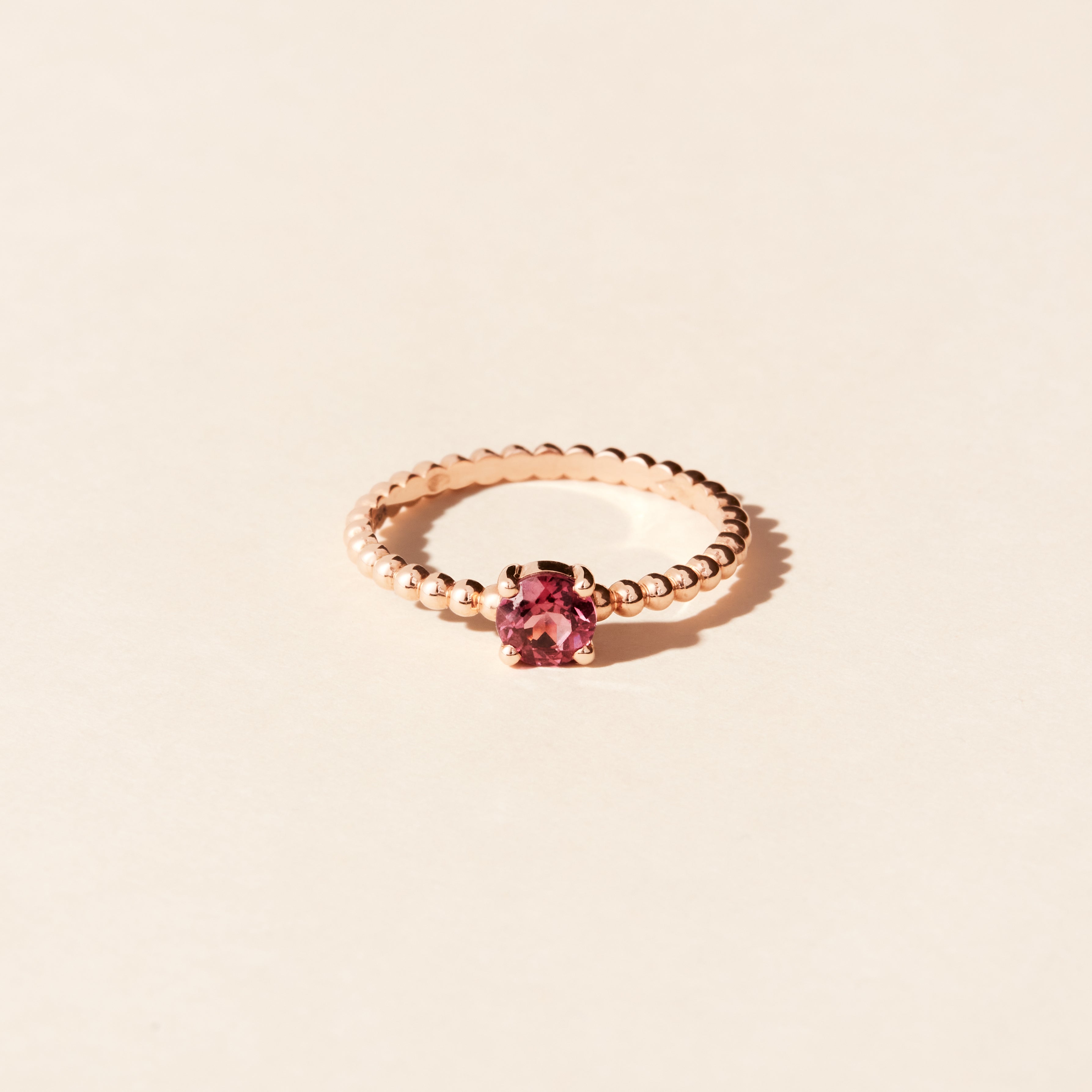 Alma Solitaire Rhodolite Ring - Rose Gold