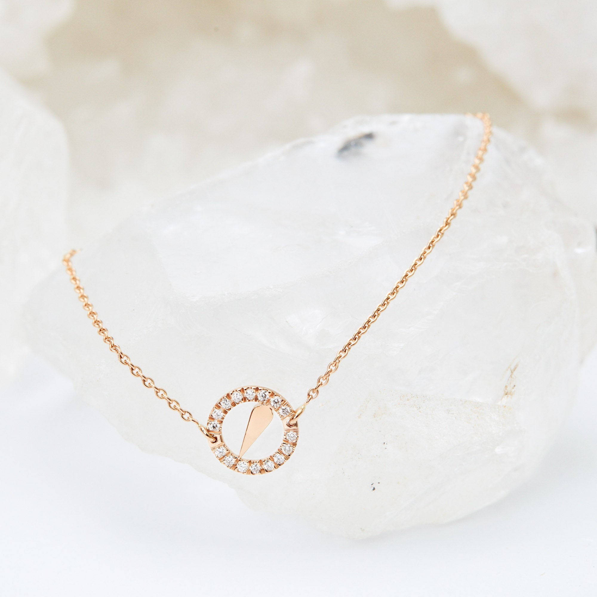 Collier - Pétale - Diamants - Or rose