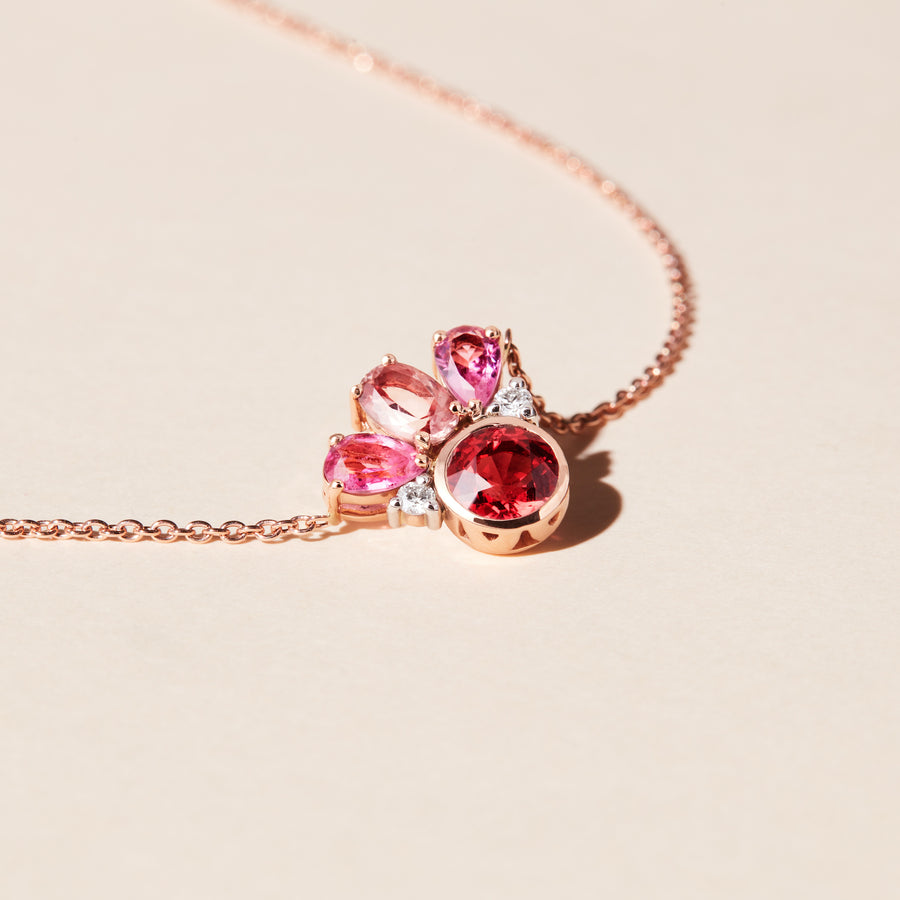 Collier Acapulco - Or rose, spinelle, tourmalines et saphir rose