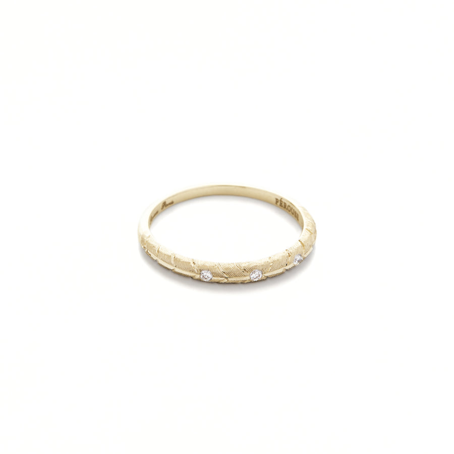BANYAN wedding ring with 3 round diamonds - 18 ct yellow gold
