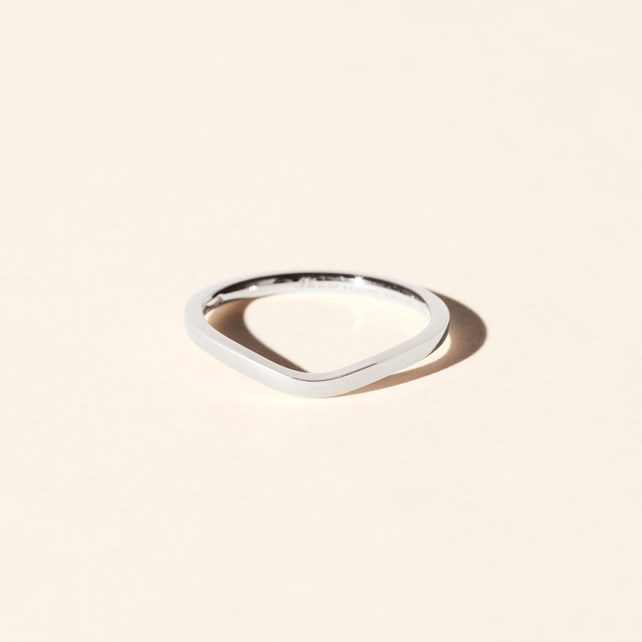Curved Wedding Ring - 18K White Gold