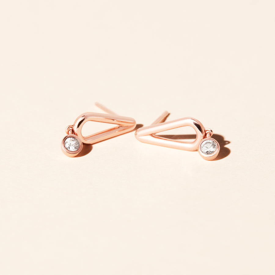 Boucles d'oreilles pendantes Pétale - Or rose et diamants