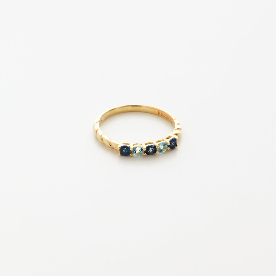 Bague Belem - Vermeil jaune, saphirs bleus et topazes