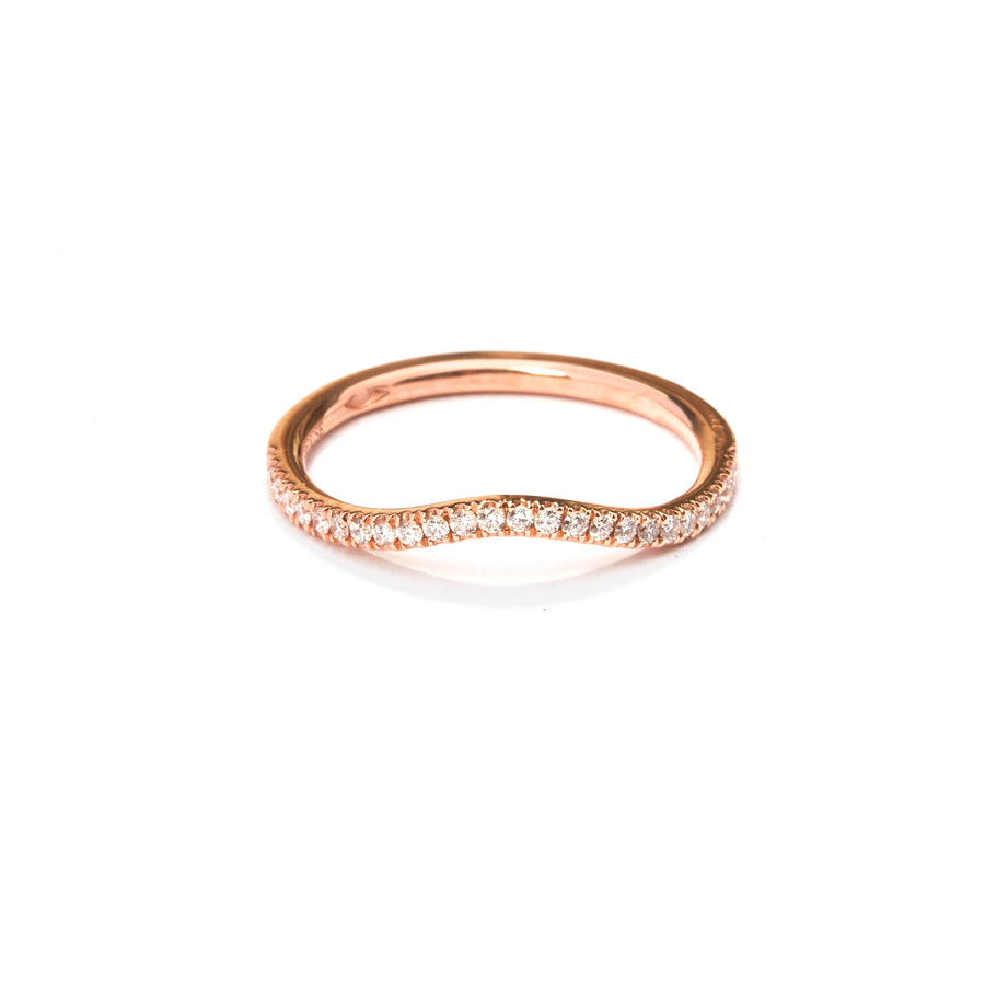 Curved Diamond Wedding Ring - 18K Pink Gold