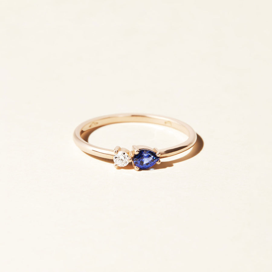 Bague Jasmin - Or rose, saphir bleu et diamant